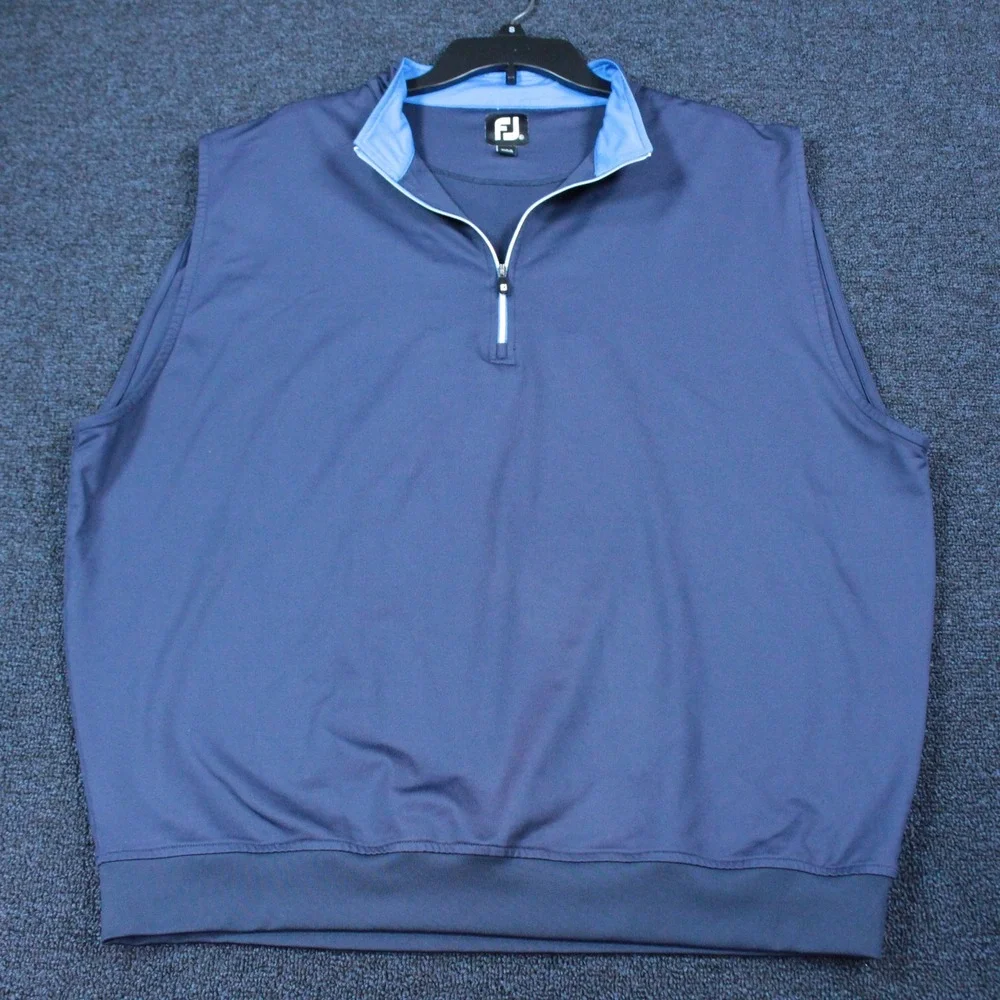 FootJoy Golf Vest Mens XL 1/4 Zip Pullover Navy Blue Performance Nylon Spandex